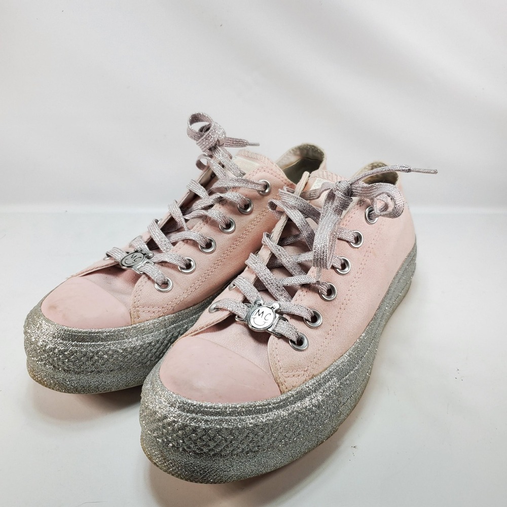 Converse Miley Cyrus Platform Sneaker Women 8.5 Pink Silver Glitter 562231C